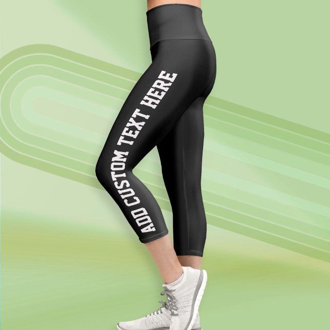 Fett benutzerdefinierter weißer Text mit schwarzem Capri Leggings (Custom Leggings)