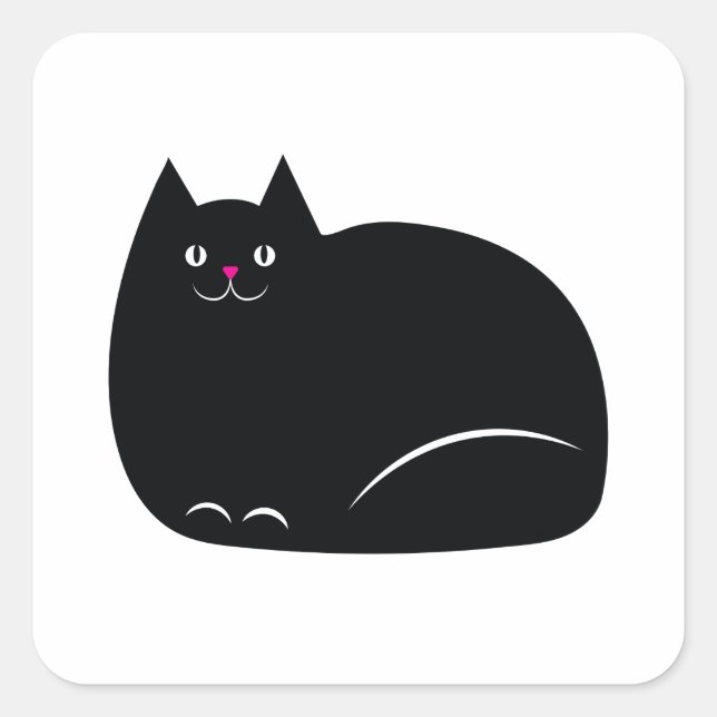 Fett Black Cat Quadratischer Aufkleber (Vorderseite)