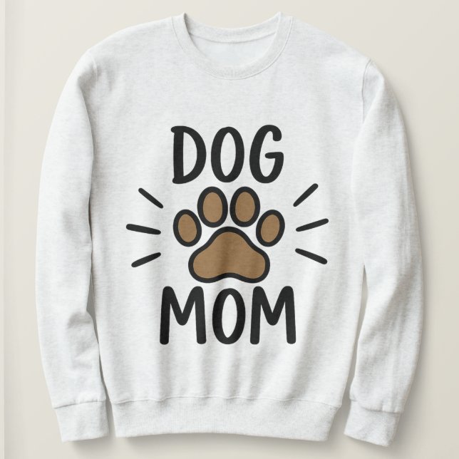 Fett Black Dog Mama Brown Paw Print Typografy Sweatshirt (Design vorne)