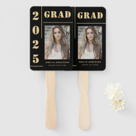 Fett Black Gold Typografy Foto Graduation Party Fächer