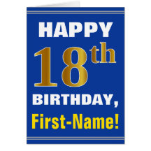 Fett, blau, Imitate Gold 18. Geburtstag mit Name C