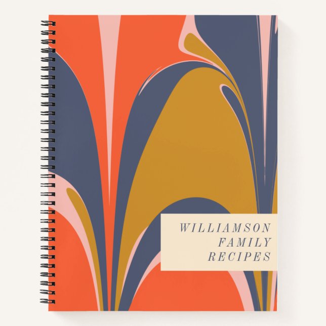 Fett Blau und Gold abstrakte Design Custom Reecipe Notizbuch (Vorderseite)