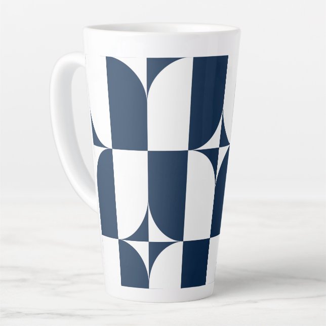 Fett Blau und Weiß Mitte Jahrhundert Moderne Geome Milchtasse (Linke Ecke)
