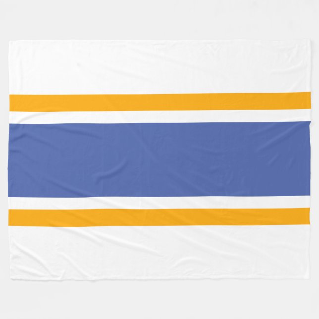 Fett blaugelbe Streifen mit weißem Hintergrund Fleecedecke (Vorderseite (Horizontal))