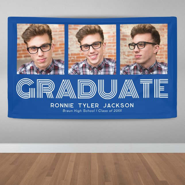 Fett Blue 3 Graduate Foto Abschluss Banner (Von Creator hochgeladen)
