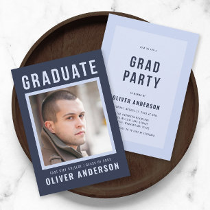 Fett Blue Graduate Ankündigung und Grad Party