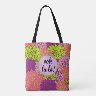 Fett Blumen Ooh la la/ Monogramm Rosa Lila Grün Tasche