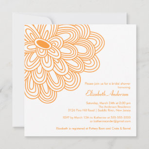 Fett Blütenorange & White Bridal Dusche Einladung
