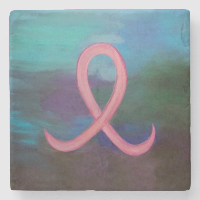 Fett Brustkrebs Bewusstsein Pink Ribbon Abstrakt Steinuntersetzer (Vorderseite)