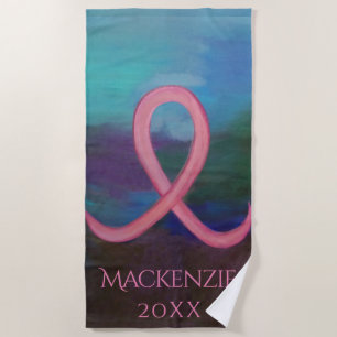Fett Brustkrebs Bewusstsein Pink Ribbon Abstrakt Strandtuch