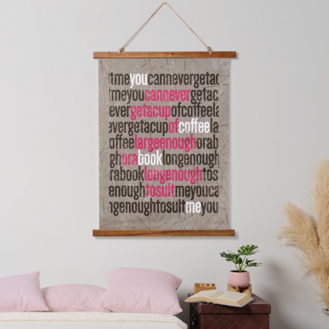 Fett Buch und Kaffee-Angebot Wandteppich Mit Holzrahmen (Schlafzimmer)