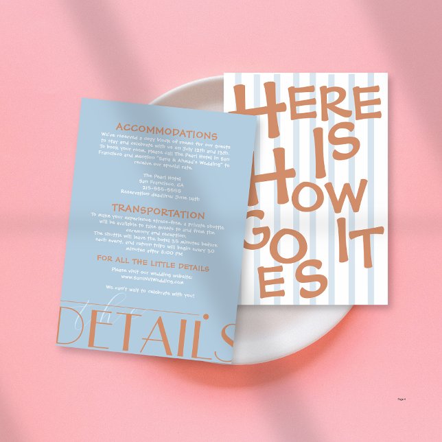 Fett bunt Retro Funky Blue Wedding Begleitkarte (Von Creator hochgeladen)