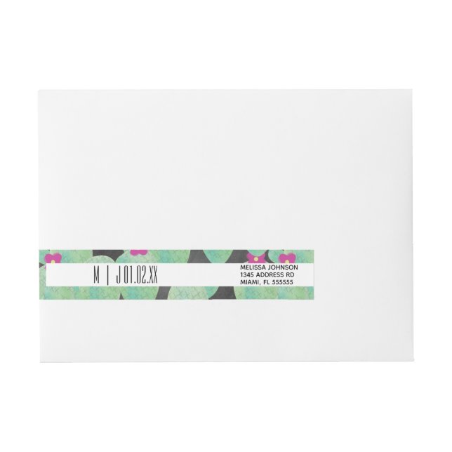 Fett Cactus Pflanze Greenerity Wedding Logo Rundum-Adressaufkleber (Vorderseite)