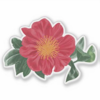 Fett Camellia Blossom mit Blätter-Aufkleber Aufkleber
