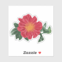 Fett Camellia Blossom mit Blätter-Aufkleber