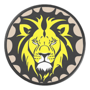 Fett Cartoon Lion Head Illustration Eishockey Puck