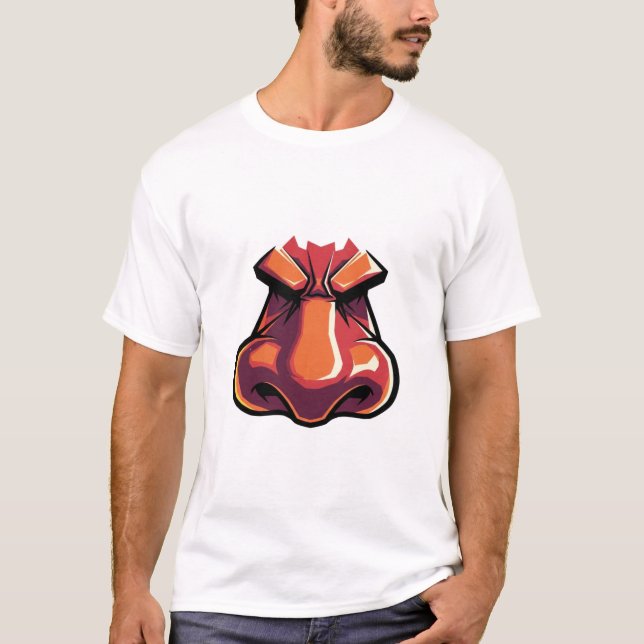 Fett Cartoon Nose Expression - Funny Angry Face T-Shirt (Vorderseite)