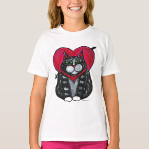 Fett Cat and Heart's kurze Ärmelling Girl's T - Sh T-Shirt