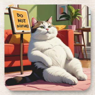 Fett Cat Funny nicht stören Getränkeuntersetzer