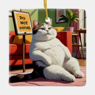 Fett Cat Funny nicht stören Keramikornament