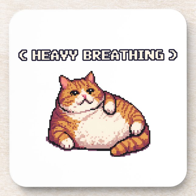 Fett-Cat-Mem-Pixelkunst Getränkeuntersetzer (Vorderseite)