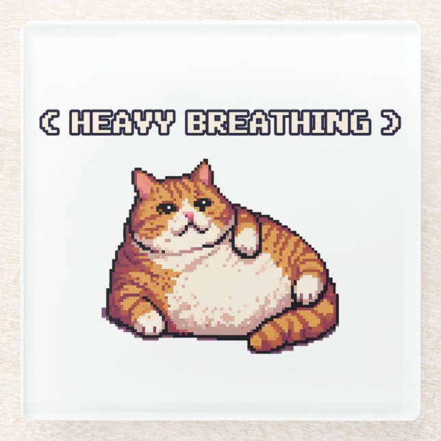 Fett-Cat-Mem-Pixelkunst Glasuntersetzer (Vorderseite)