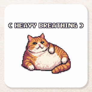 Fett-Cat-Mem-Pixelkunst Rechteckiger Pappuntersetzer