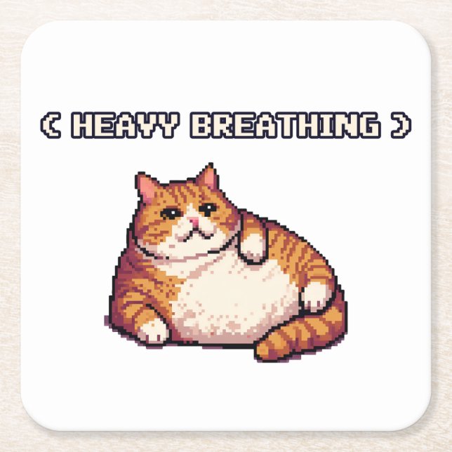 Fett-Cat-Mem-Pixelkunst Rechteckiger Pappuntersetzer (Vorderseite)
