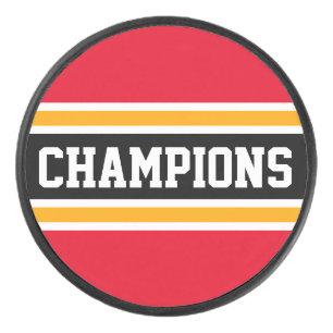 Fett CHAMPIONS Athletic Red Black Racing Stripes Eishockey Puck