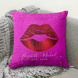Fett Chic Red Foil Lips Pink Glitzer Individuelle  Kissen