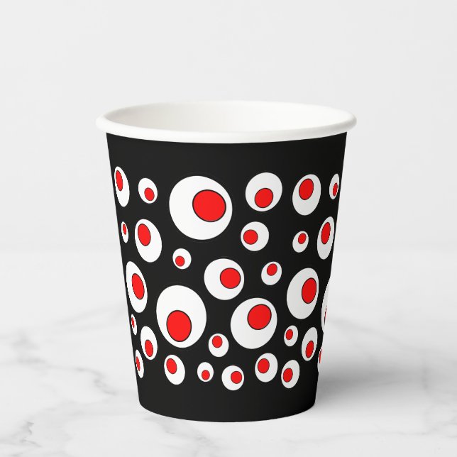 Fett Circle Abstract Design Red White Black Pappbecher (Vorderseite)