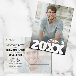Fett Class Year-Foto-Abschluss Save the Date Postkarte