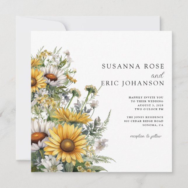 Fett Country Sunflower Wedding Einladung (Vorderseite)