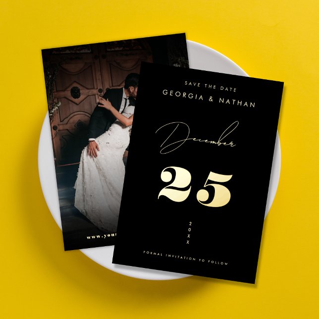 Fett Date Typografy Script Dark Faded Foto Real Folieneinladung (Von Creator hochgeladen)