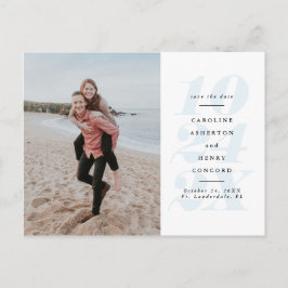 Fett Datumsblau Save the Date Foto Postkarte