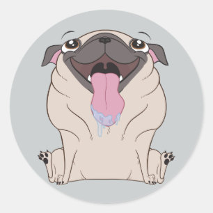 Fett Drooling Cartoon Mops Dog Stickers