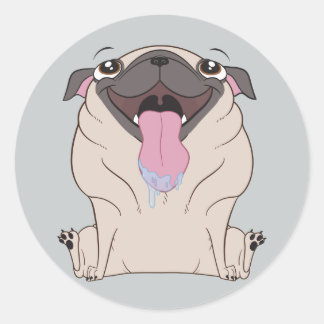 Fett Drooling Cartoon Mops Dog Stickers