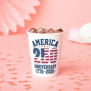Fett Einfach Amerika 250 Jahrestag Rot und Blau Pappbecher