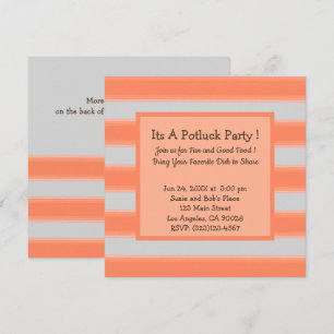 Fett einfache Streifen Orange Potluck Party Einladung