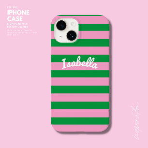 Fett einfacher Retro Streifen Rosa grün Personalis Case-Mate iPhone 14 Hülle