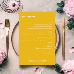 Fett einfaches, gelbes Menü mit benutzerdefinierte<br><div class="desc">Niedliches,  Minimalistisches,  modernes Retro-Menü mit benutzerdefiniertem Brautmenü</div>