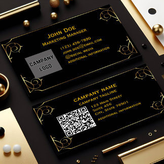 fett erweiterter QL-Code-Website Gold vorne und hi Visitenkarte