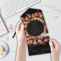 Fett Fall Floral Wedding All in One Invitation
