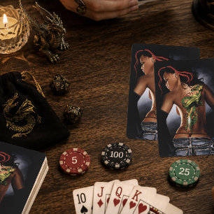 Fett Fantasy-Drache-Tattoo Frau Spielkarten