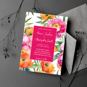 Fett Farben Rosa orangefarbene Pfingsteine Elegant Einladung