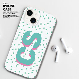 Fett farbige Big Initials Shadow Text Spot Green Case-Mate iPhone 14 Hülle