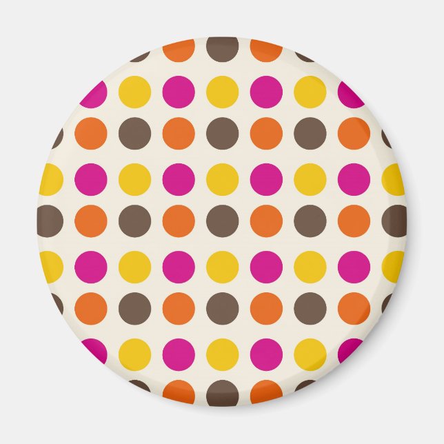 Fett farbige orange rosa gelbbraune Polka Dots Magnet (Vorne)