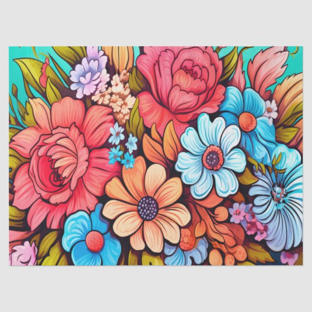 Fett farbiges Dekoupage Tissue Paper Seidenpapier (Vorderseite)