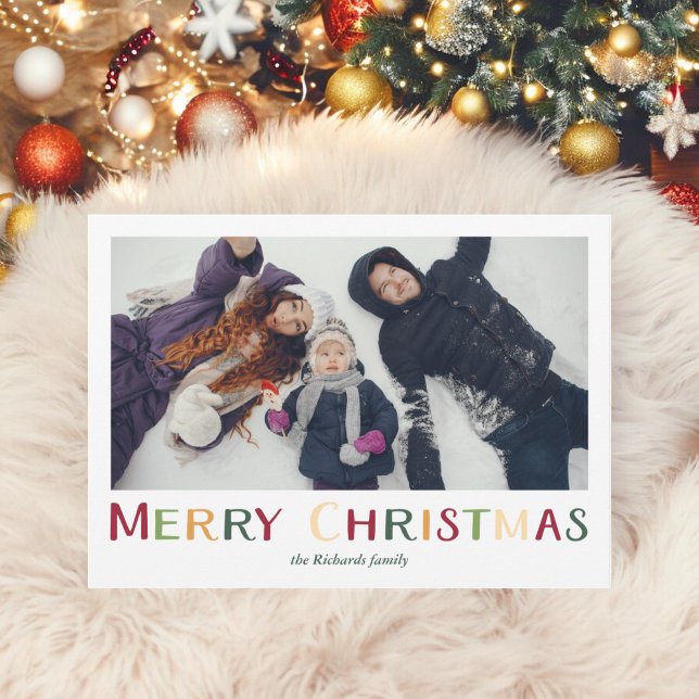 Fett farbiges traditionelles frommes Weihnachtsfes Feiertagskarte (Bold Colorful traditional Merry Christmas photo Holiday Card)