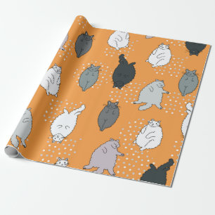Fett, flauschige Katzen liegen auf dem Rücken. Nie Geschenkpapier